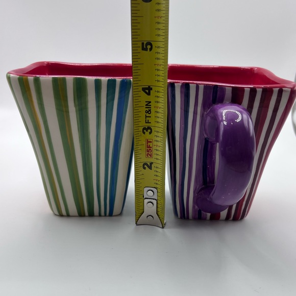 Tabletops Lifestyles rainbow stripe coffee mugs (2) - Picture 6 of 7